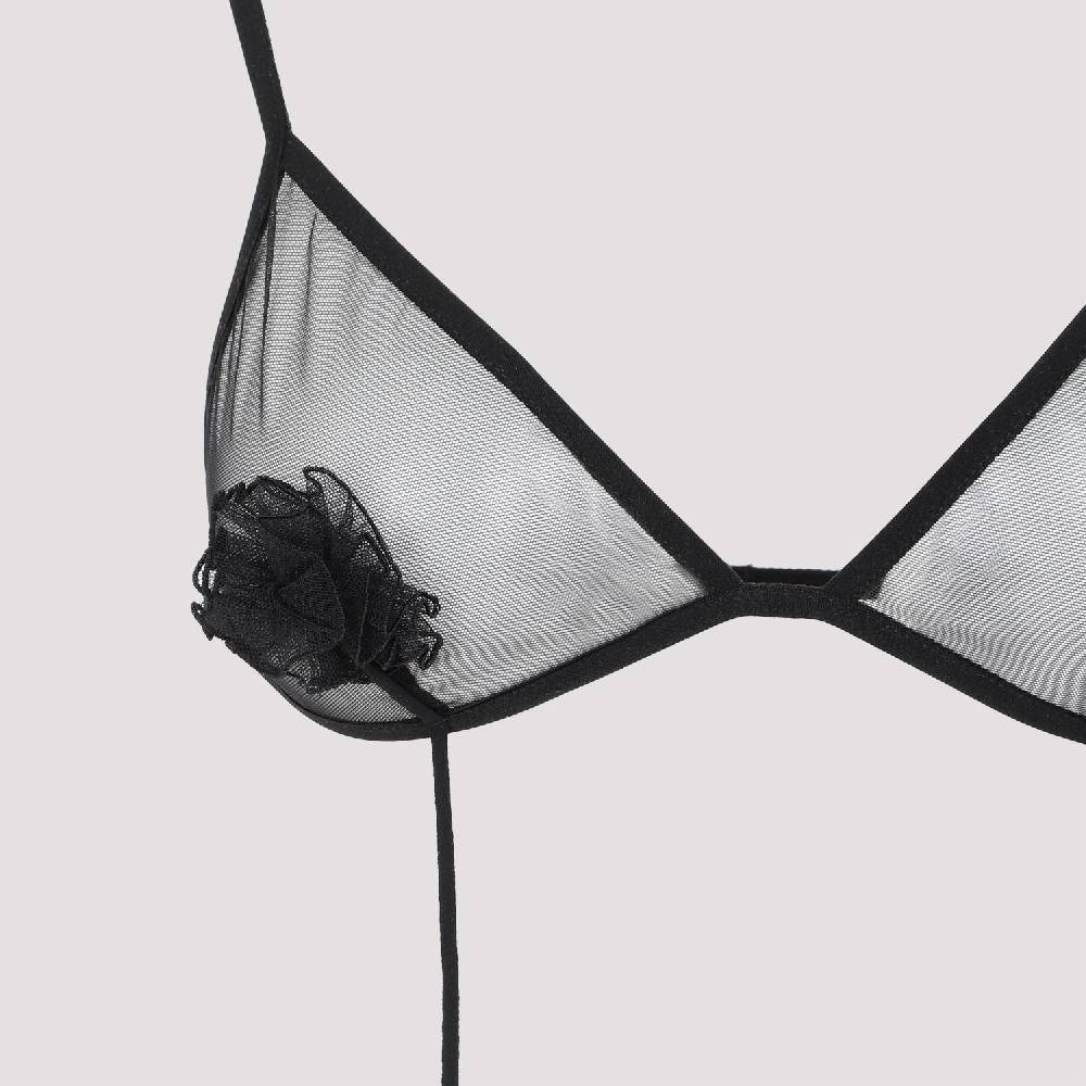 NENSI DOJAKA  Reggiseno Nensi Dojaka Nero Trasparente con Fiore Qualità Garantita