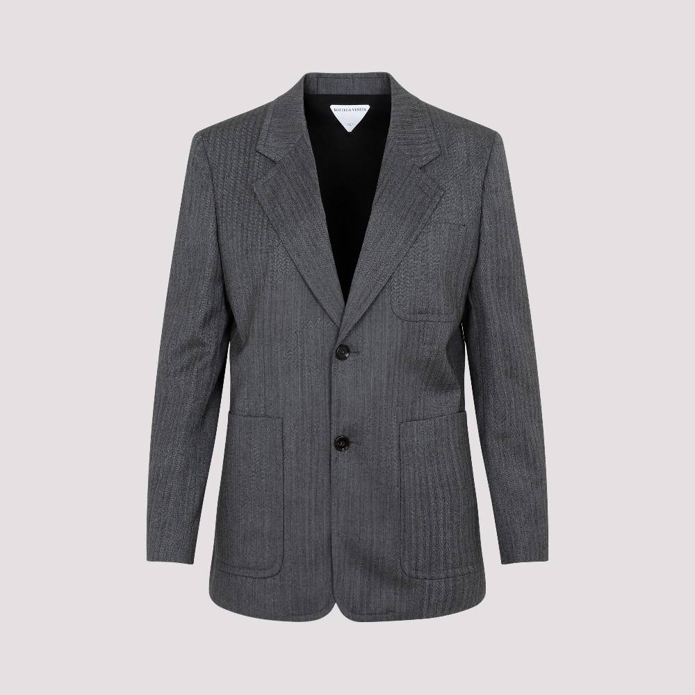 BOTTEGA VENETA  Blazer di Lana Chevron Grigio Bottega Veneta per Donna Negozi Online