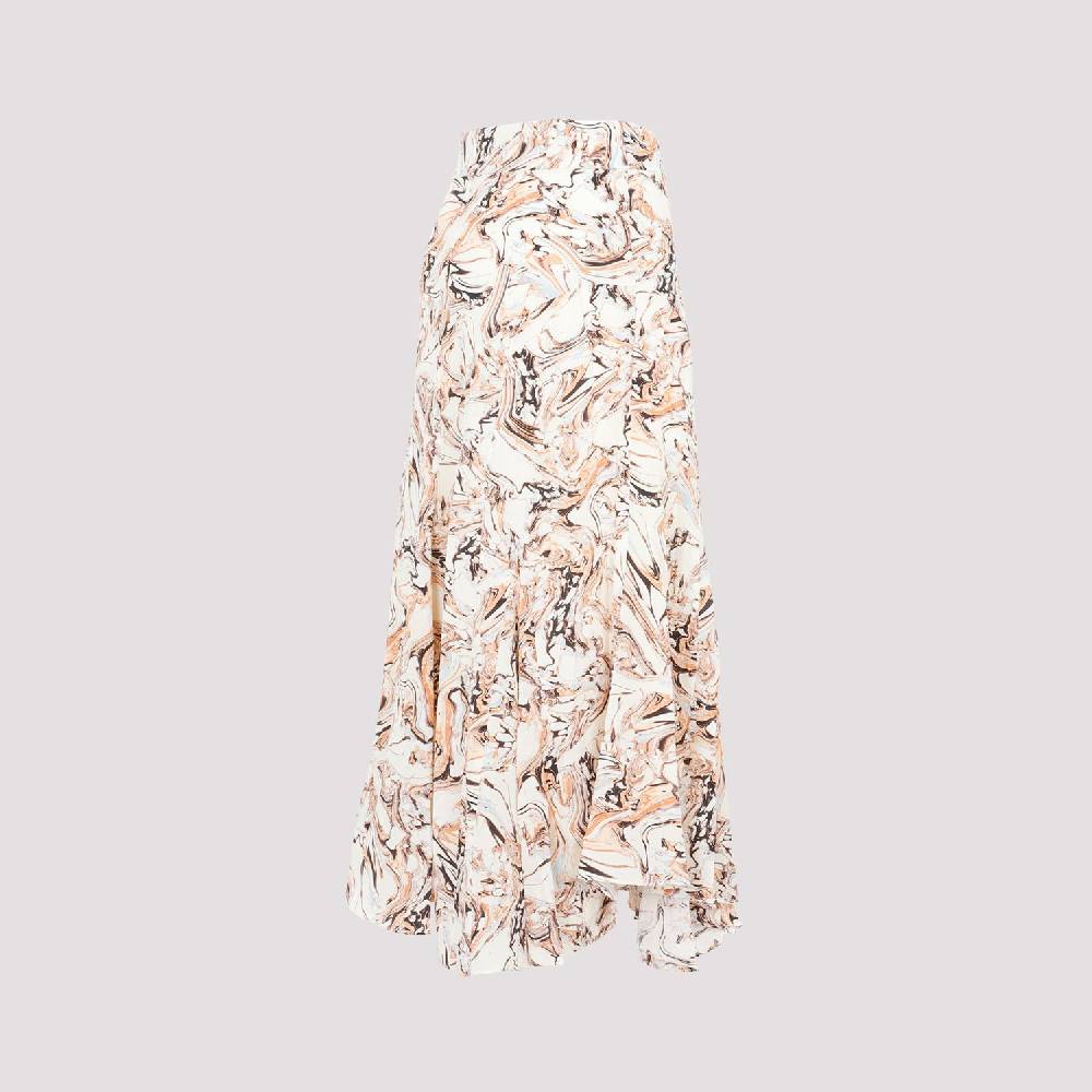 ISABEL MARANT  Gonna in Seta Toscane Isabel Marant Beige con Motivo Geometrico Consegna Veloce