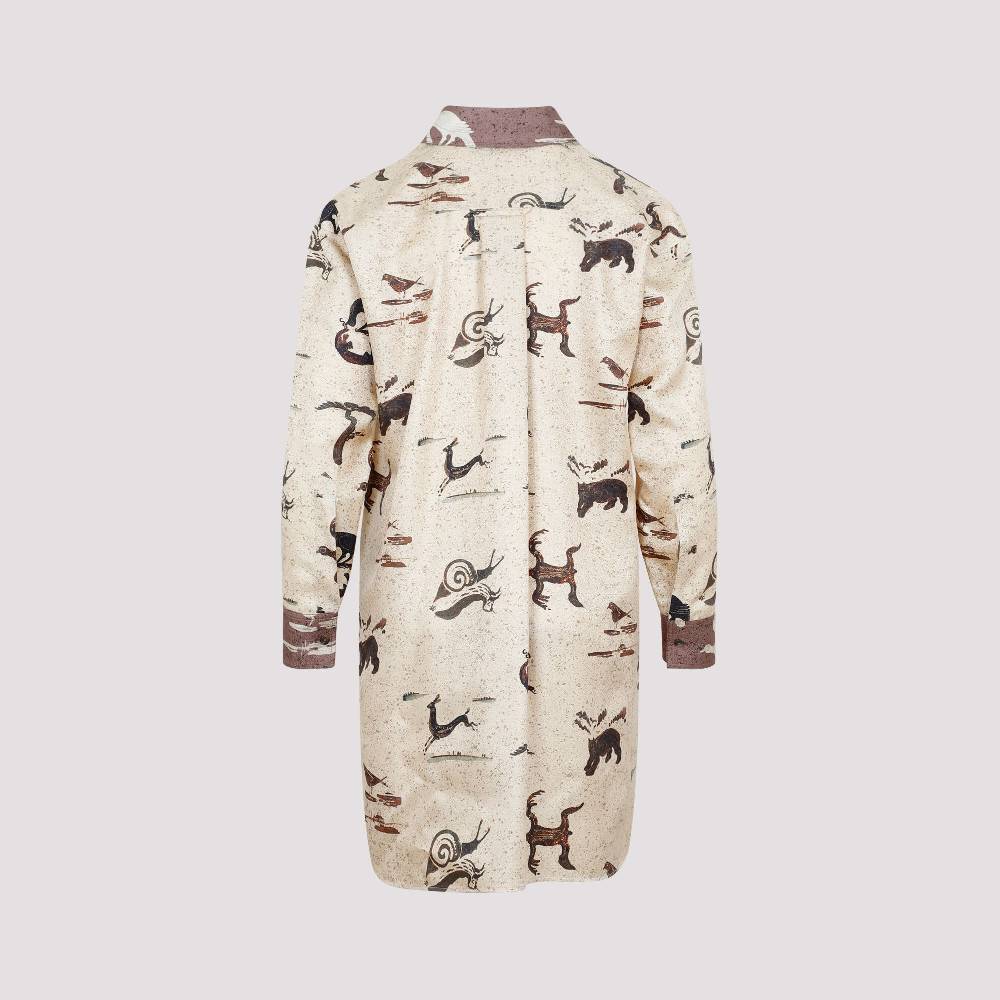 LOEWE  Camicia Oversize da Donna Loewe in Seta Beige con Stampa Animalier Novità