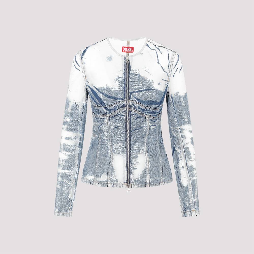 DIESEL  Giacca di Jeans Strappata Blu DIESEL in Cotone da Donna Sconto