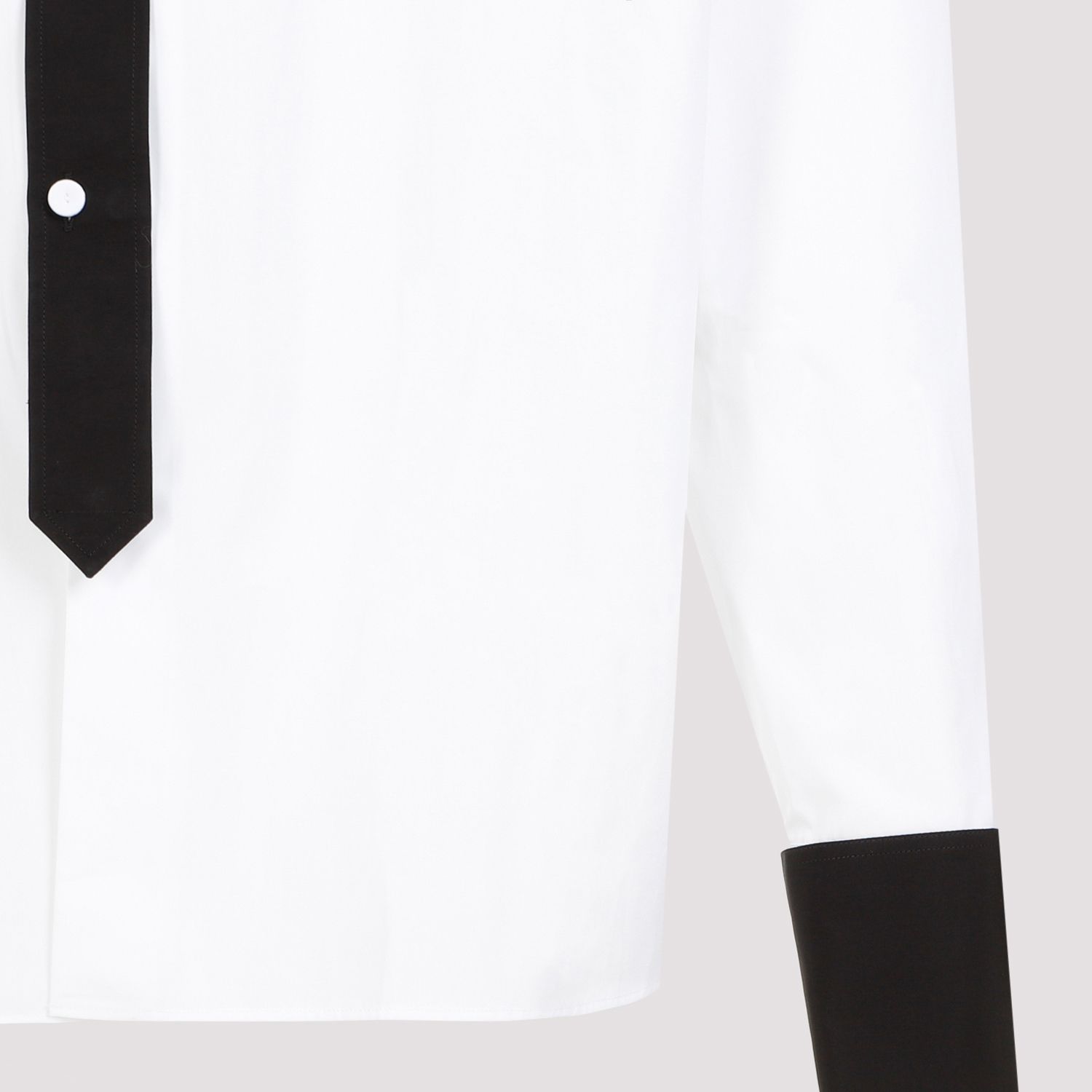 PRADA  Camicia Prada Uomo Cotone Bianco con Colletto a Contrasto Nero Online