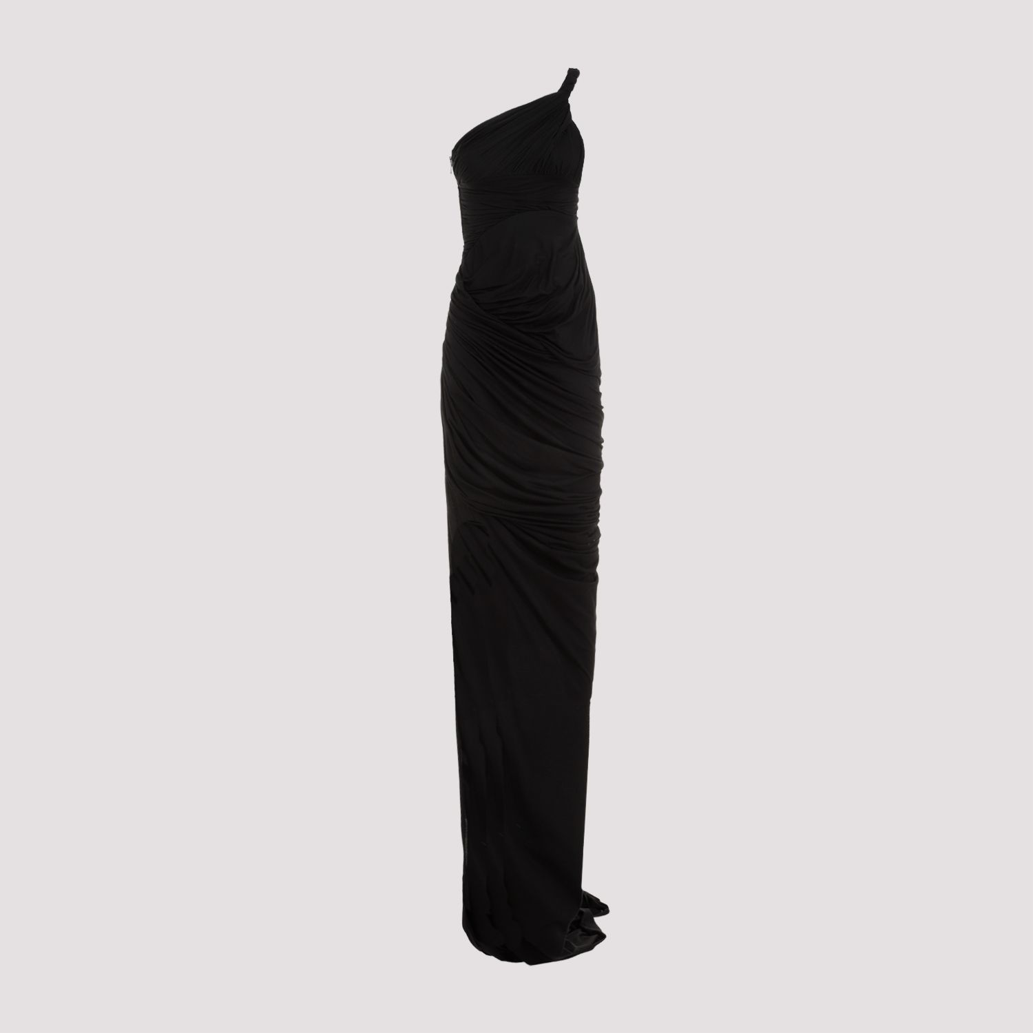RICK OWENS  Abito Drappeggiato Monospalla Nero in Cotone di Rick Owens Saldi