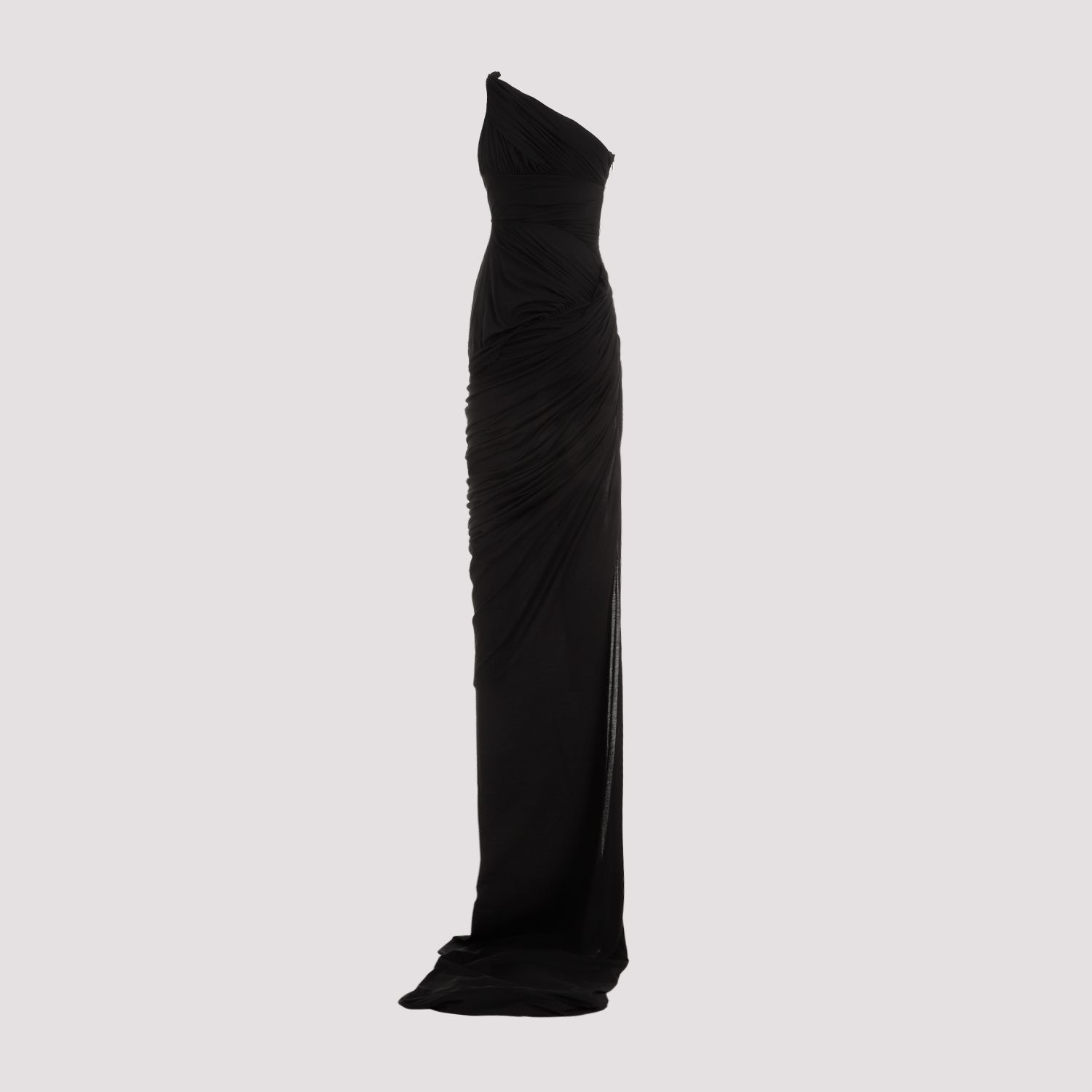 RICK OWENS  Abito Drappeggiato Monospalla Nero in Cotone di Rick Owens Saldi