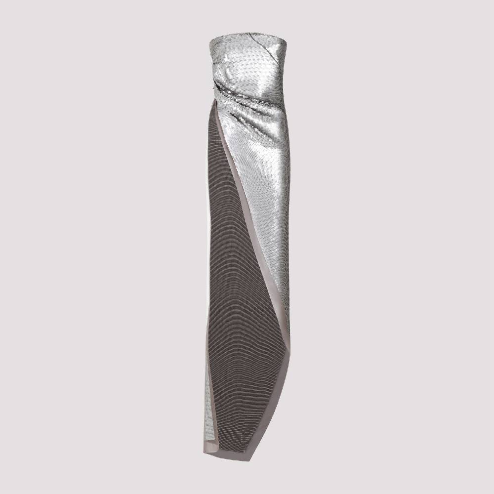 RICK OWENS  Top in Seta Grigio Perla con Paillettes Rick Owens Vendita Calda
