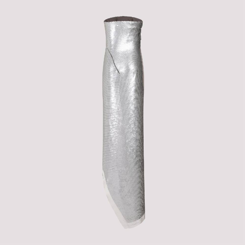 RICK OWENS  Top in Seta Grigio Perla con Paillettes Rick Owens Vendita Calda
