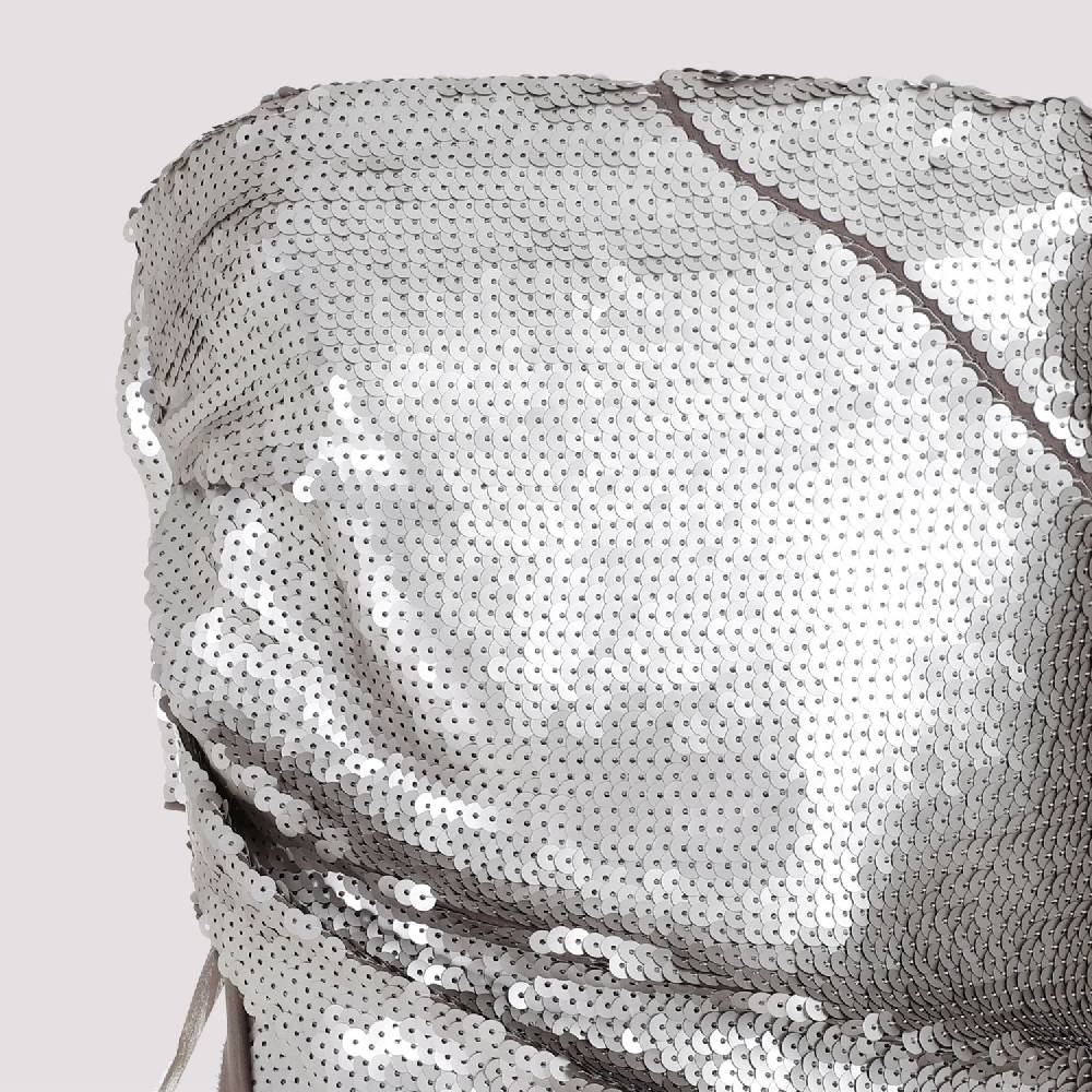 RICK OWENS  Top in Seta Grigio Perla con Paillettes Rick Owens Vendita Calda