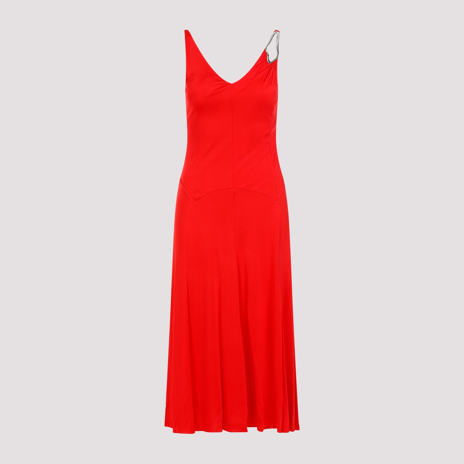 LANVIN  Abito Midi Rosso A-Line Senza Maniche Lanvin Saldi Di Fabbrica