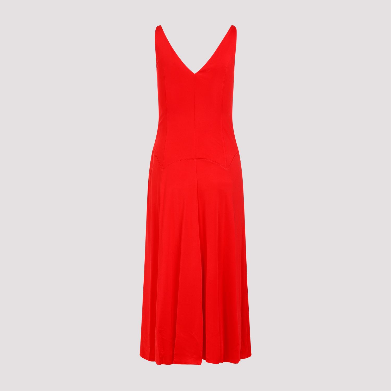 LANVIN  Abito Midi Rosso A-Line Senza Maniche Lanvin Saldi Di Fabbrica