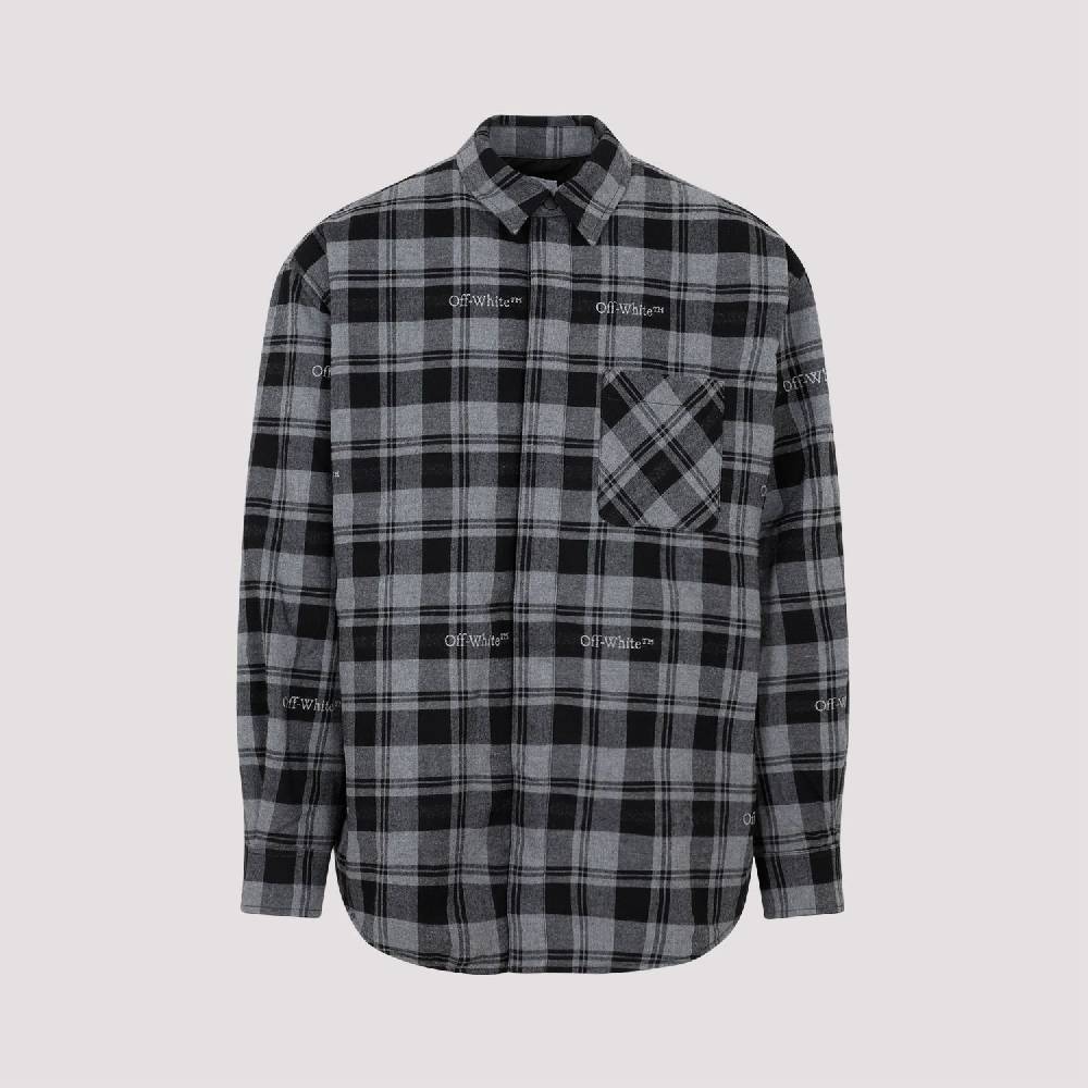 OFF-WHITE  Camicia Overshirt a Quadri in Cotone Grigio da Uomo Off-White I Più Venduti
