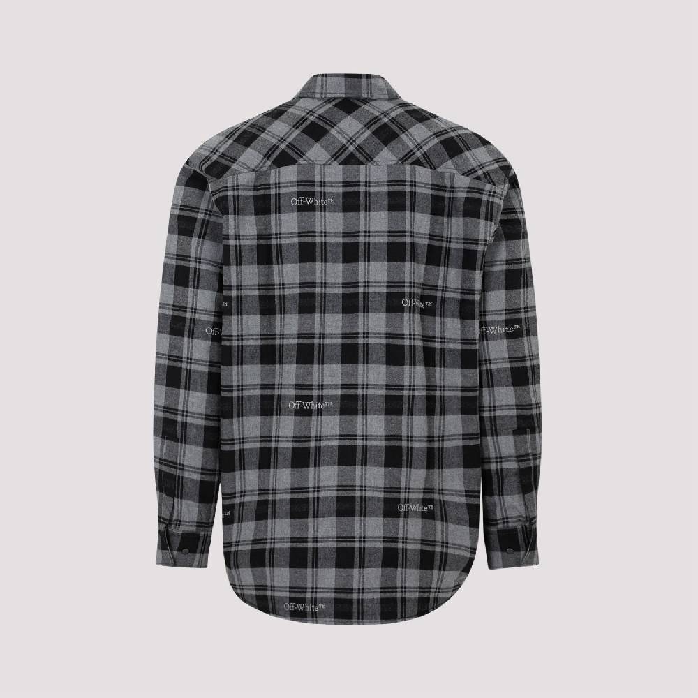 OFF-WHITE  Camicia Overshirt a Quadri in Cotone Grigio da Uomo Off-White I Più Venduti