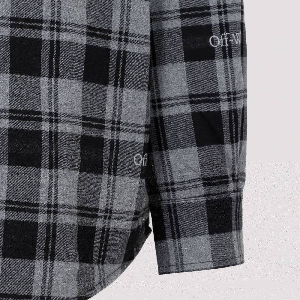 OFF-WHITE  Camicia Overshirt a Quadri in Cotone Grigio da Uomo Off-White I Più Venduti