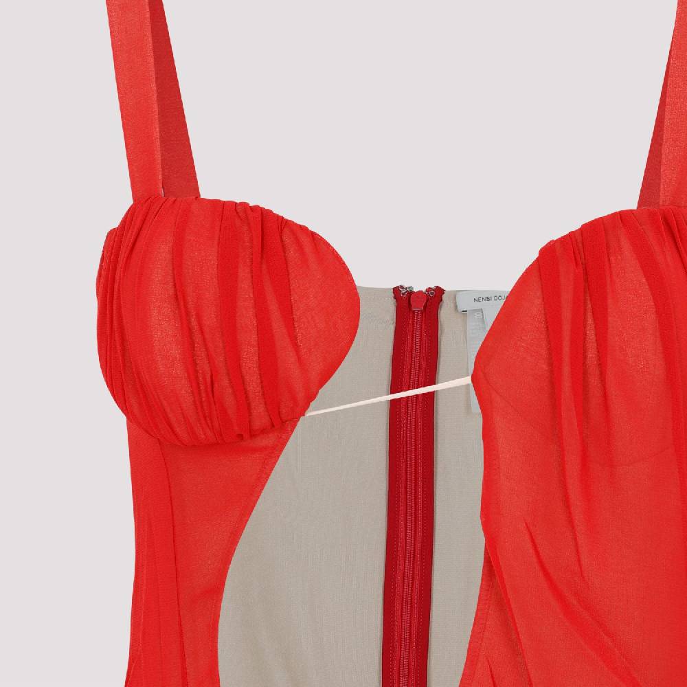 NENSI DOJAKA  Abito Mini Asimmetrico Rosso di Seta Nensi Dojaka Negozio