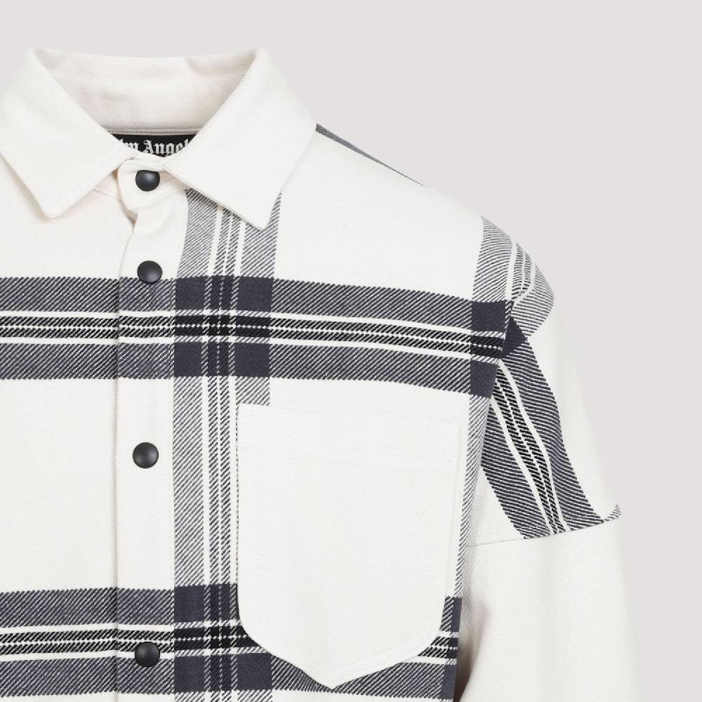 PALM ANGELS  Camicia Overshirt a Quadri Bianco Spento Palm Angels - Uomo Nuova