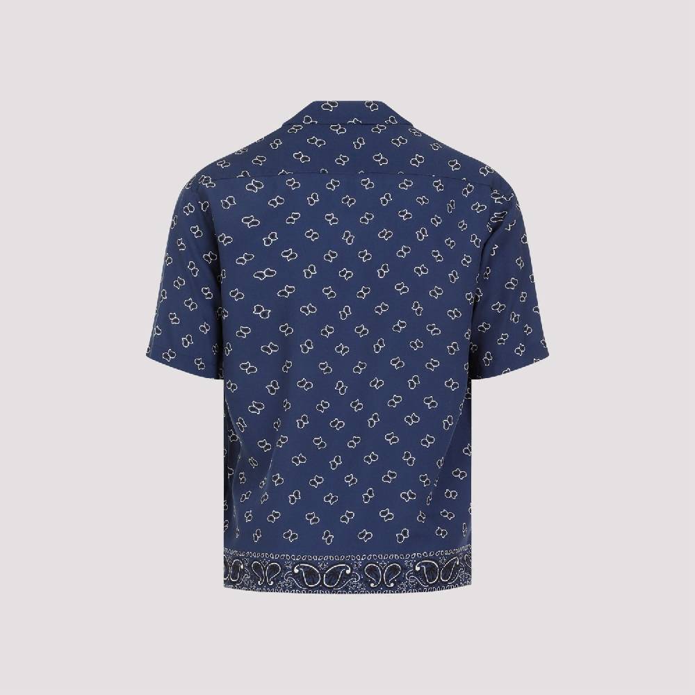 PALM ANGELS  Camicia Bowling Blu Navy Paisley Palm Angels Uomo Italy