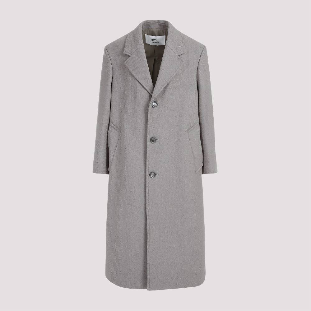 AMI  Cappotto Uomo AMI Taupe in Misto Lana Oversize Italia