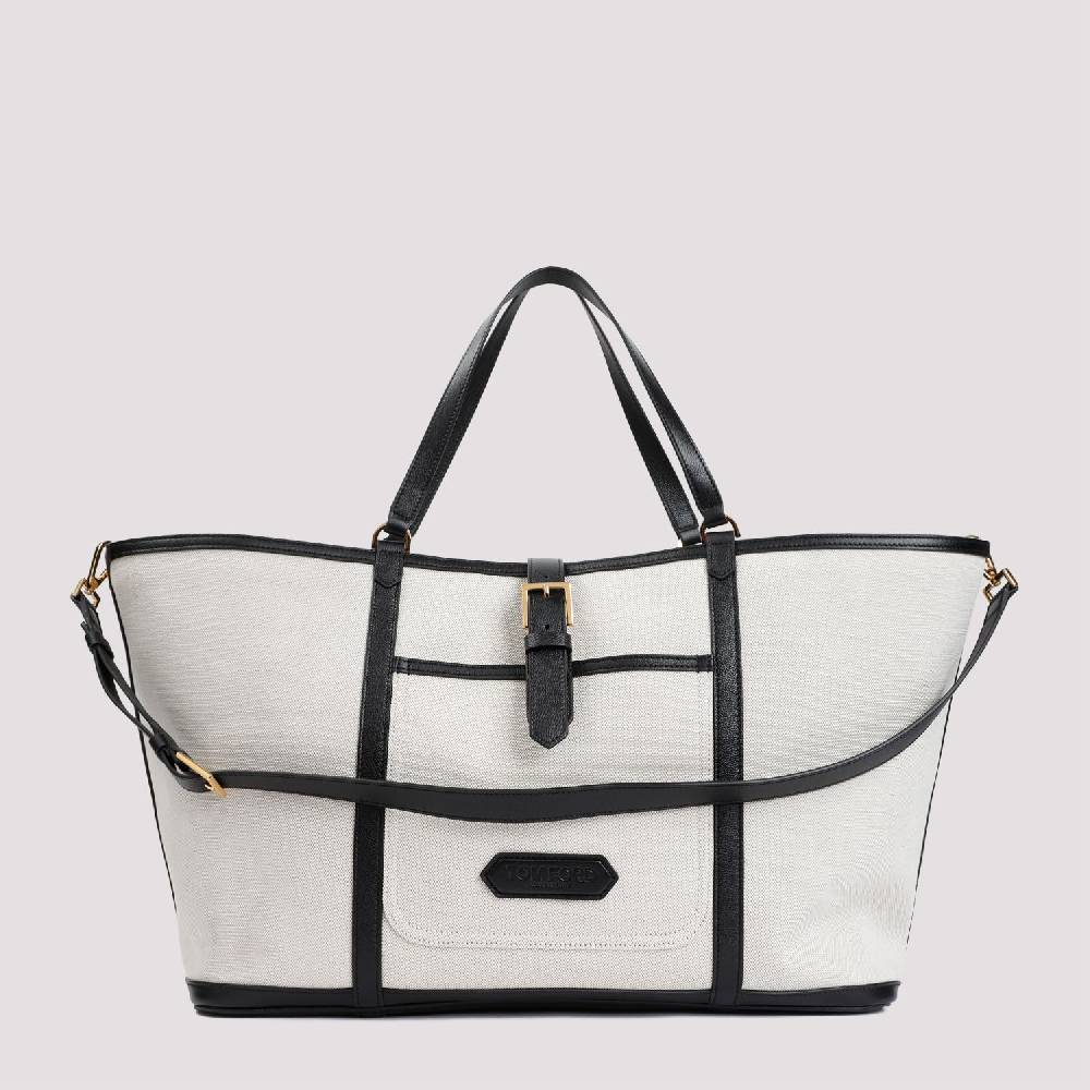 TOM FORD  Borsa Shopper TOM FORD in Cotone e Pelle Nera Qualità