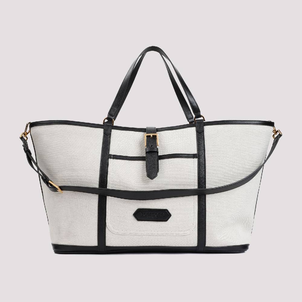 TOM FORD  Borsa Shopper TOM FORD in Cotone e Pelle Nera Qualità