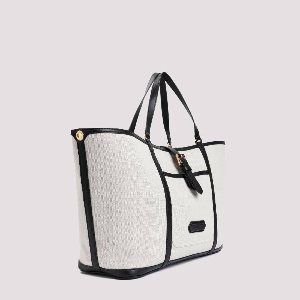 TOM FORD  Borsa Shopper TOM FORD in Cotone e Pelle Nera Qualità
