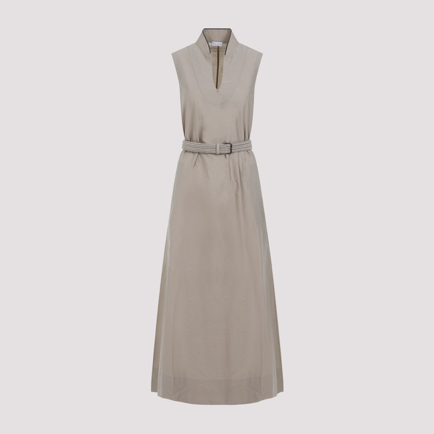 BRUNELLO CUCINELLI  Abito Beige Senza Maniche in Cotone Misto Brunello Cucinelli Promozione
