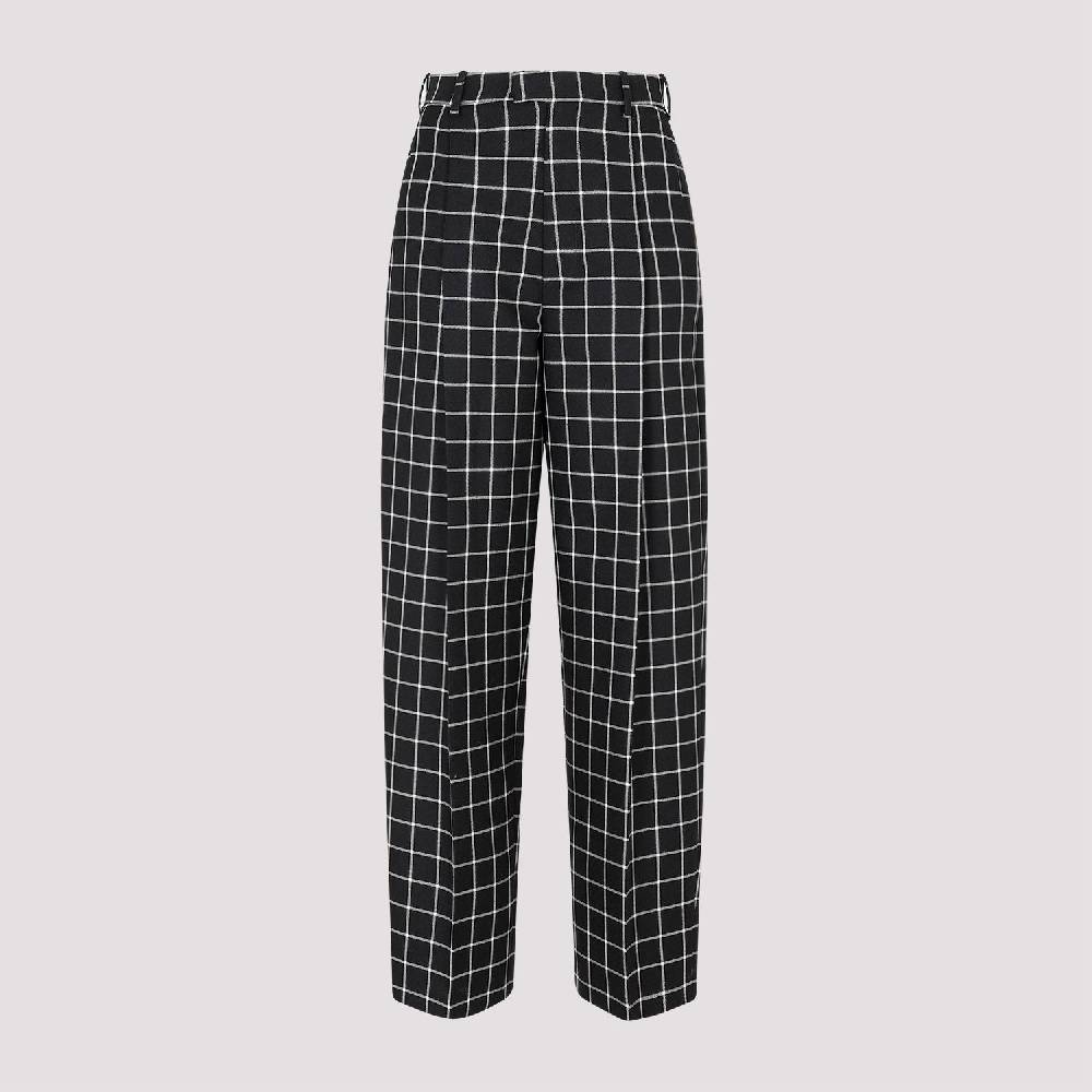 MARNI  Pantaloni Dritti di Lana a Quadri Neri MARNI per Donna Shopping Online