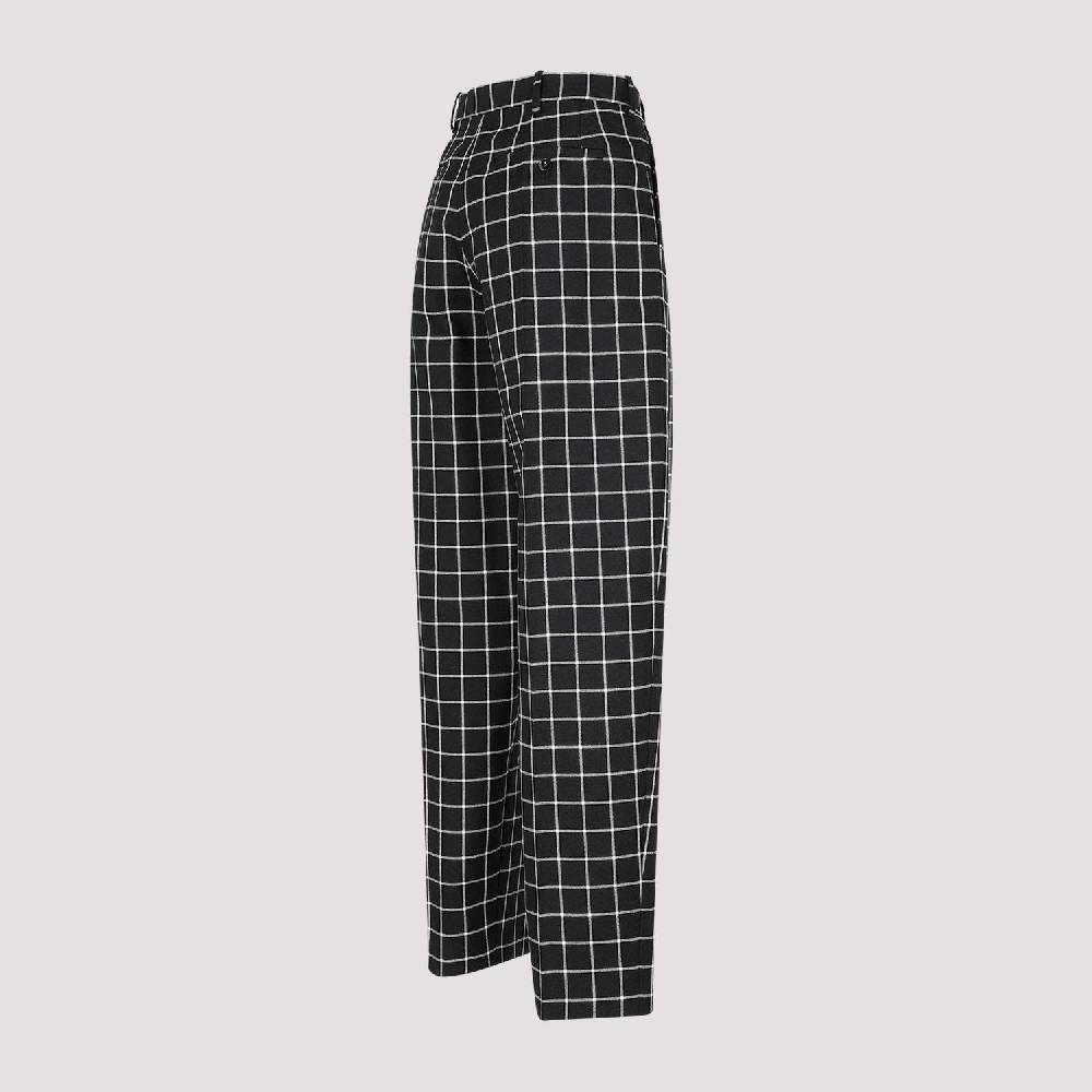 MARNI  Pantaloni Dritti di Lana a Quadri Neri MARNI per Donna Shopping Online