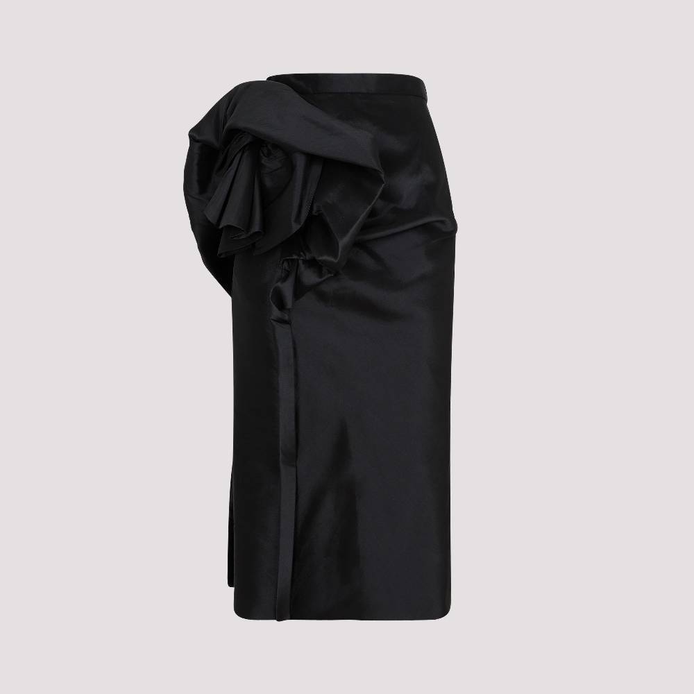 MAISON MARGIELA  Gonna Midi Nera Drappeggiata Maison Margiela - Misto Poliestere/Seta Prezzo Ridotto