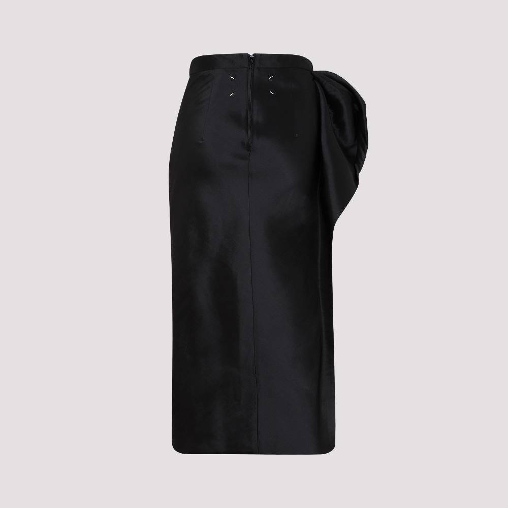 MAISON MARGIELA  Gonna Midi Nera Drappeggiata Maison Margiela - Misto Poliestere/Seta Prezzo Ridotto