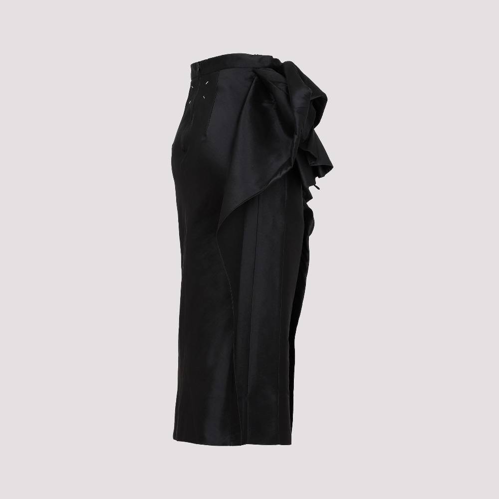 MAISON MARGIELA  Gonna Midi Nera Drappeggiata Maison Margiela - Misto Poliestere/Seta Prezzo Ridotto