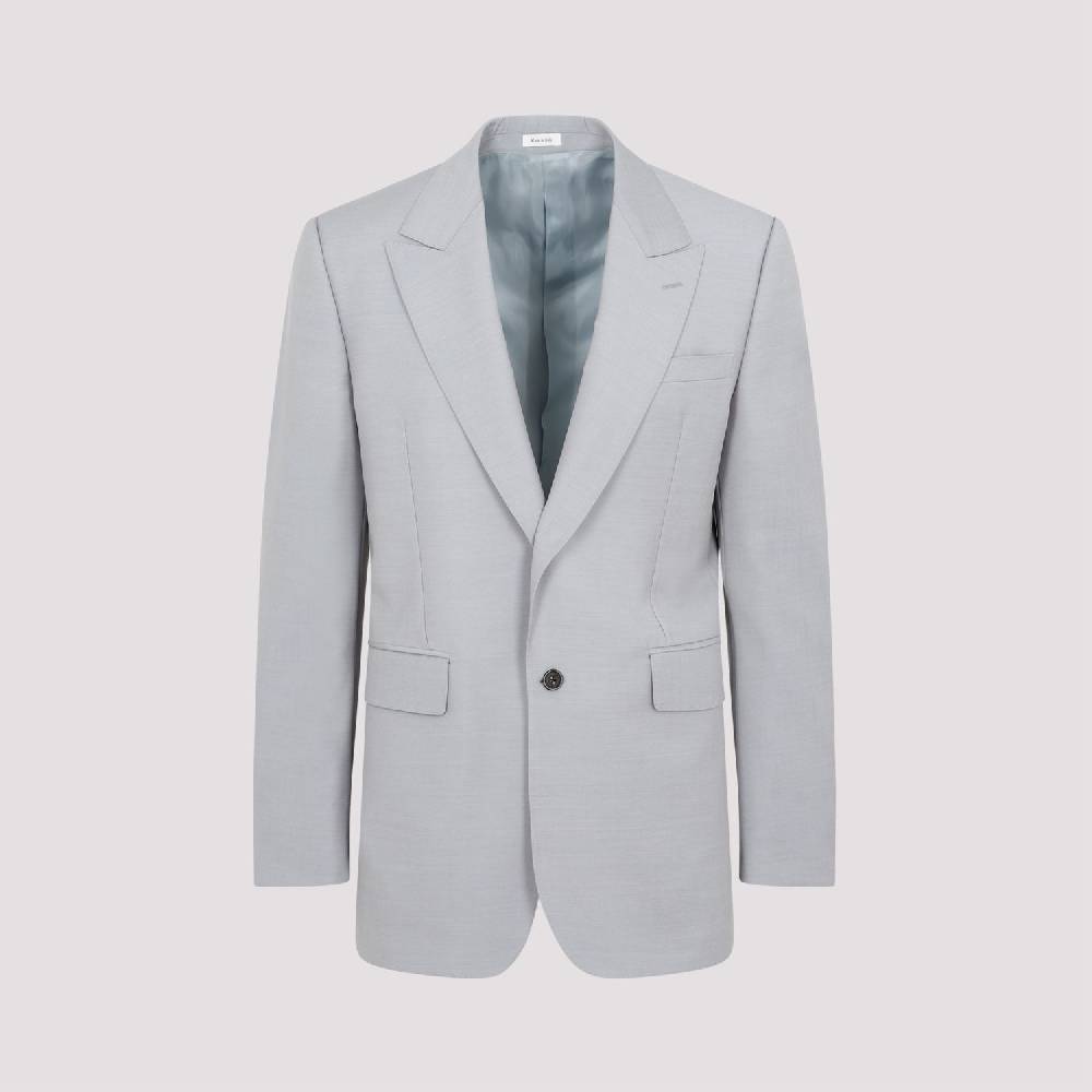 ALEXANDER MCQUEEN  Giacca Uomo Grigia in Lana-Mohair di Alexander McQueen Sottocosto