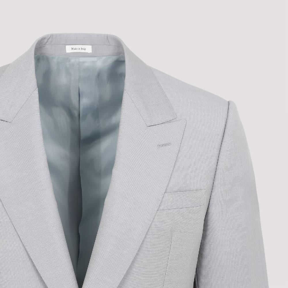 ALEXANDER MCQUEEN  Giacca Uomo Grigia in Lana-Mohair di Alexander McQueen Sottocosto