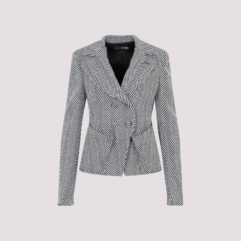 TOM FORD  Giacca Acetato Chevron Nera Tom Ford - Doppiopetto Donna Outlet