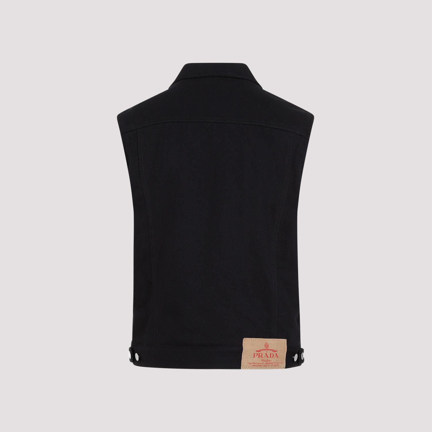 PRADA  Gilet di Jeans Nero in Cotone PRADA - Panciotto Senza Maniche Uomo Saldi