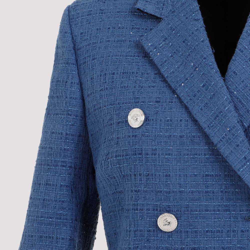 VERSACE  Blazer Tweed Cotone Blu Versace da Donna Offerte
