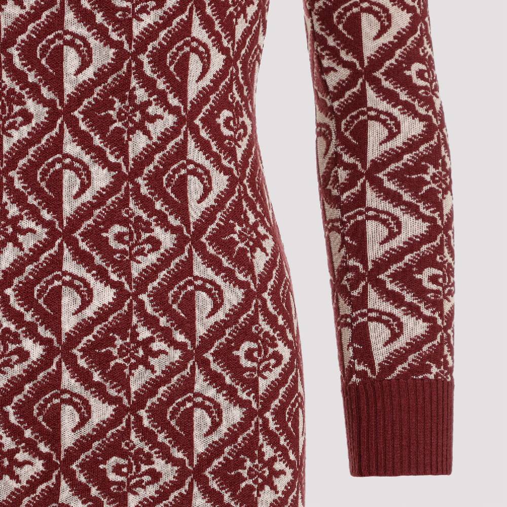 MARINE SERRE  Abito Corto Jacquard Rosso Marine Serre in Lana Vendita Calda