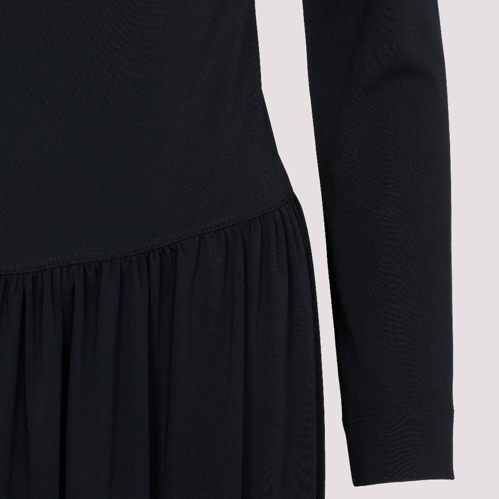 LANVIN  Abito Midi Drappeggiato Nero LANVIN con Spilla Saldi Di Fabbrica
