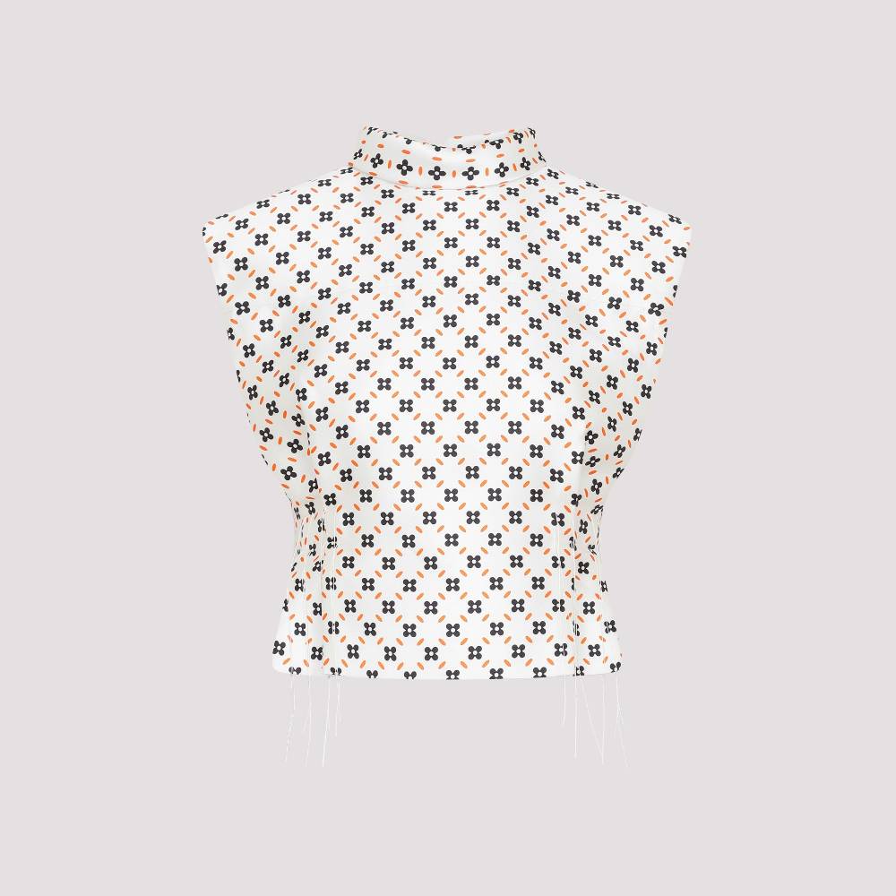 LANVIN  Top Senza Maniche con Collo Alto Floreale LANVIN Moda
