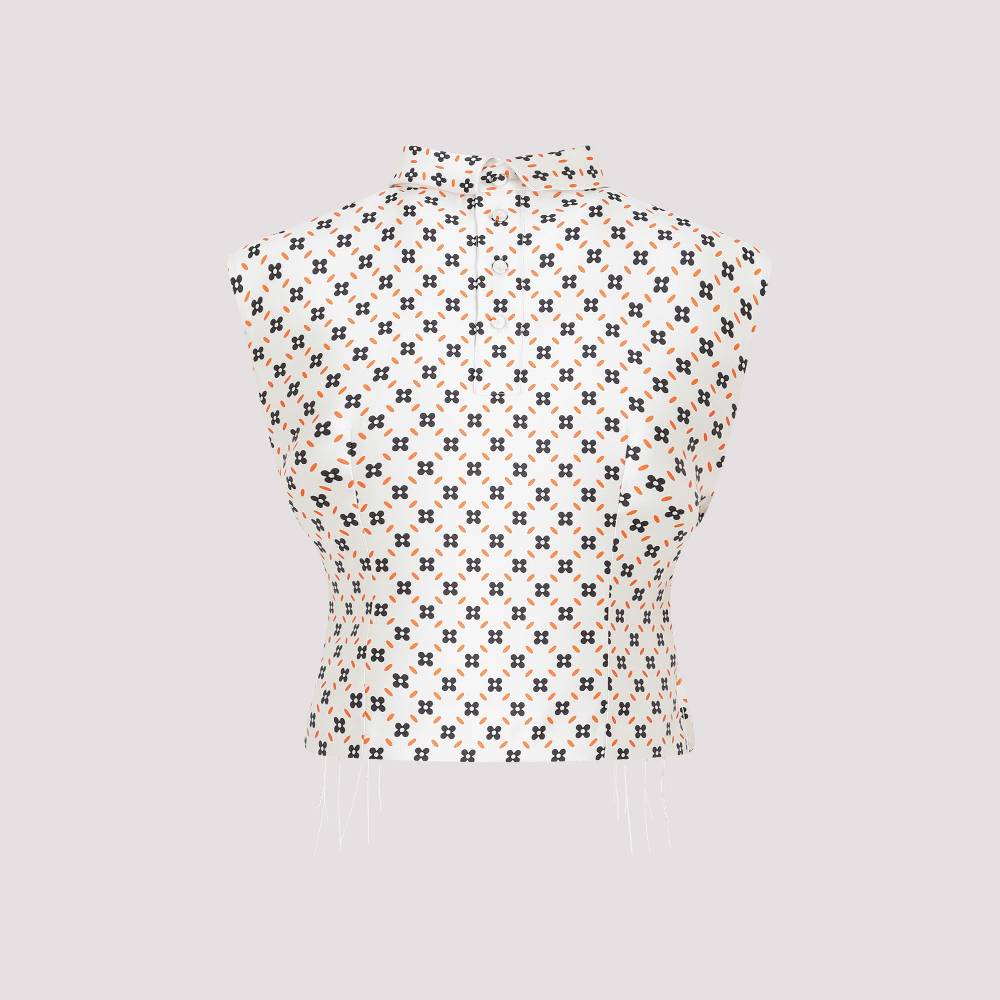 LANVIN  Top Senza Maniche con Collo Alto Floreale LANVIN Moda