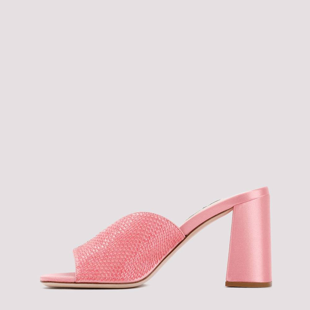 MIU MIU  Sandali MIU MIU in Raso Rosa con Tacco Largo 8,5cm Italy