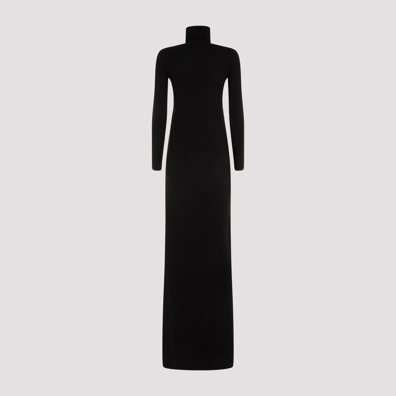 SAINT LAURENT  Abito Lungo Nero in Lana Saint Laurent Collo Alto Nuovo