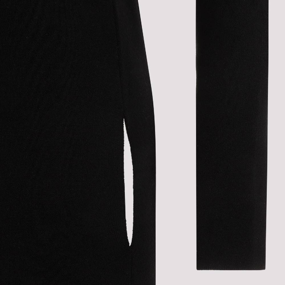 SAINT LAURENT  Abito Lungo Nero in Lana Saint Laurent Collo Alto Nuovo