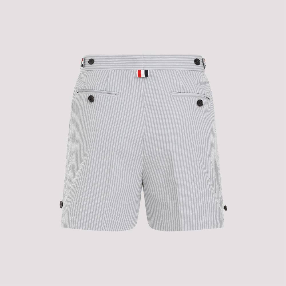 THOM BROWNE  Pantaloncini di Cotone Grigio Thom Browne con Righe Signature Consegna Veloce