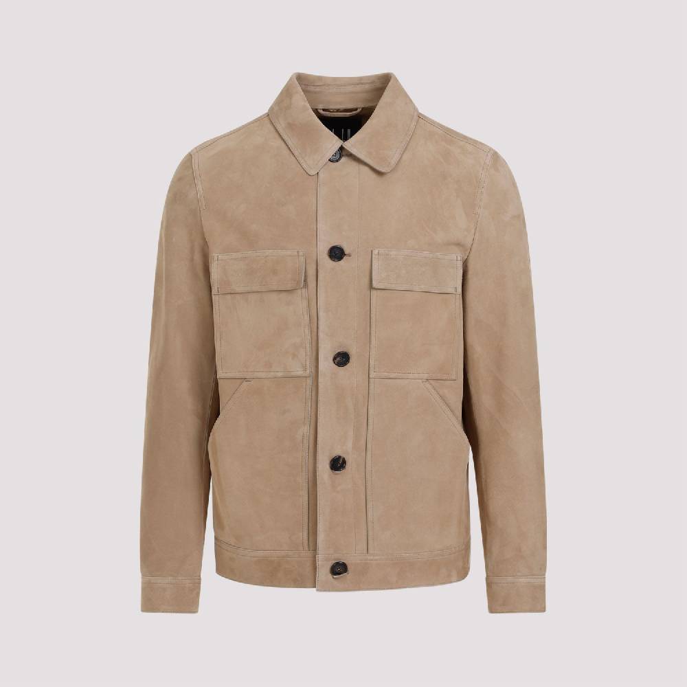 DUNHILL  Giacca di Pelle Scamosciata Marrone Dunhill Uomo Promozione Limitata