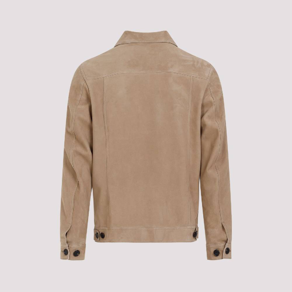 DUNHILL  Giacca di Pelle Scamosciata Marrone Dunhill Uomo Promozione Limitata