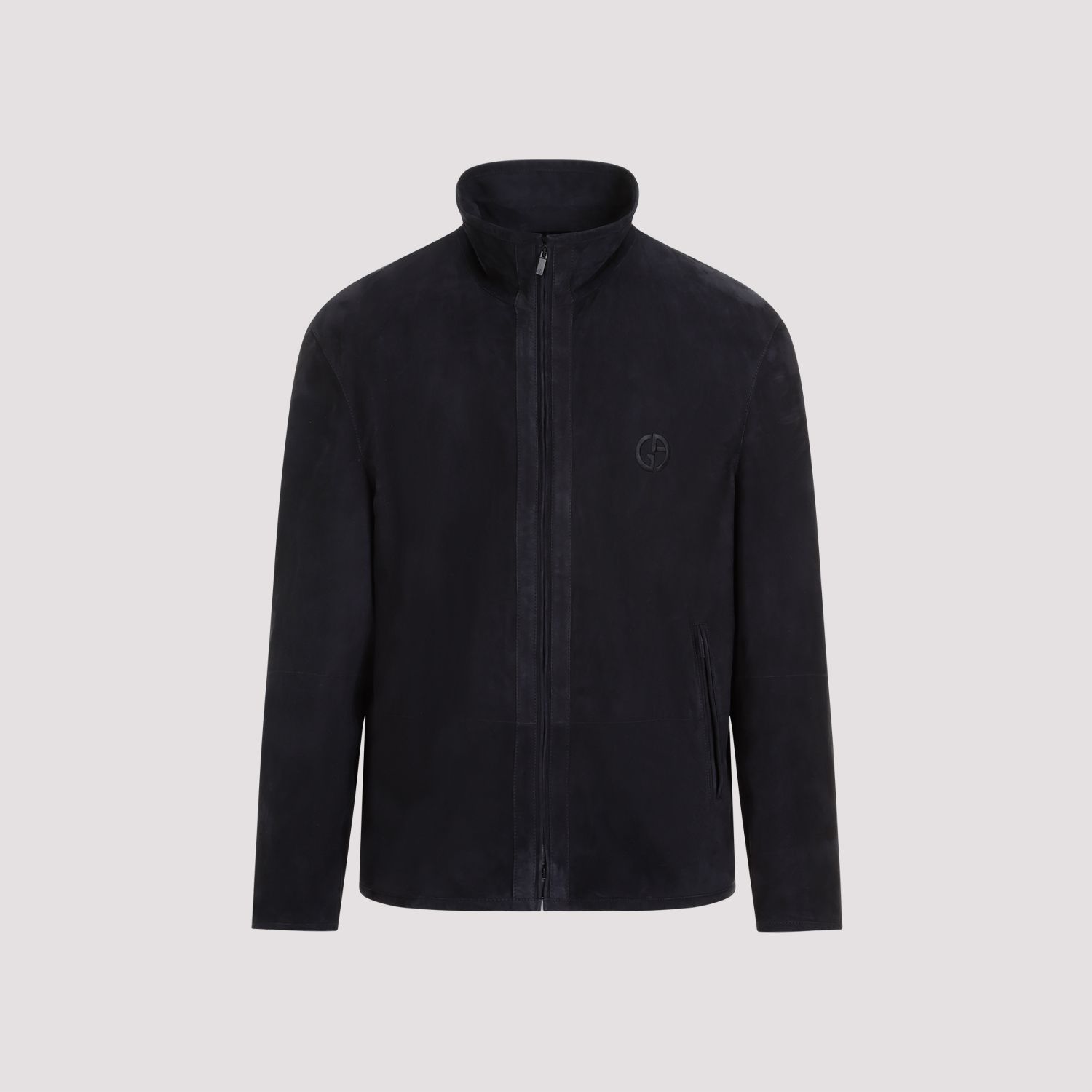 GIORGIO ARMANI  Giubbotto in Pelle Scamosciata Blu Uomo Giorgio Armani Sconto