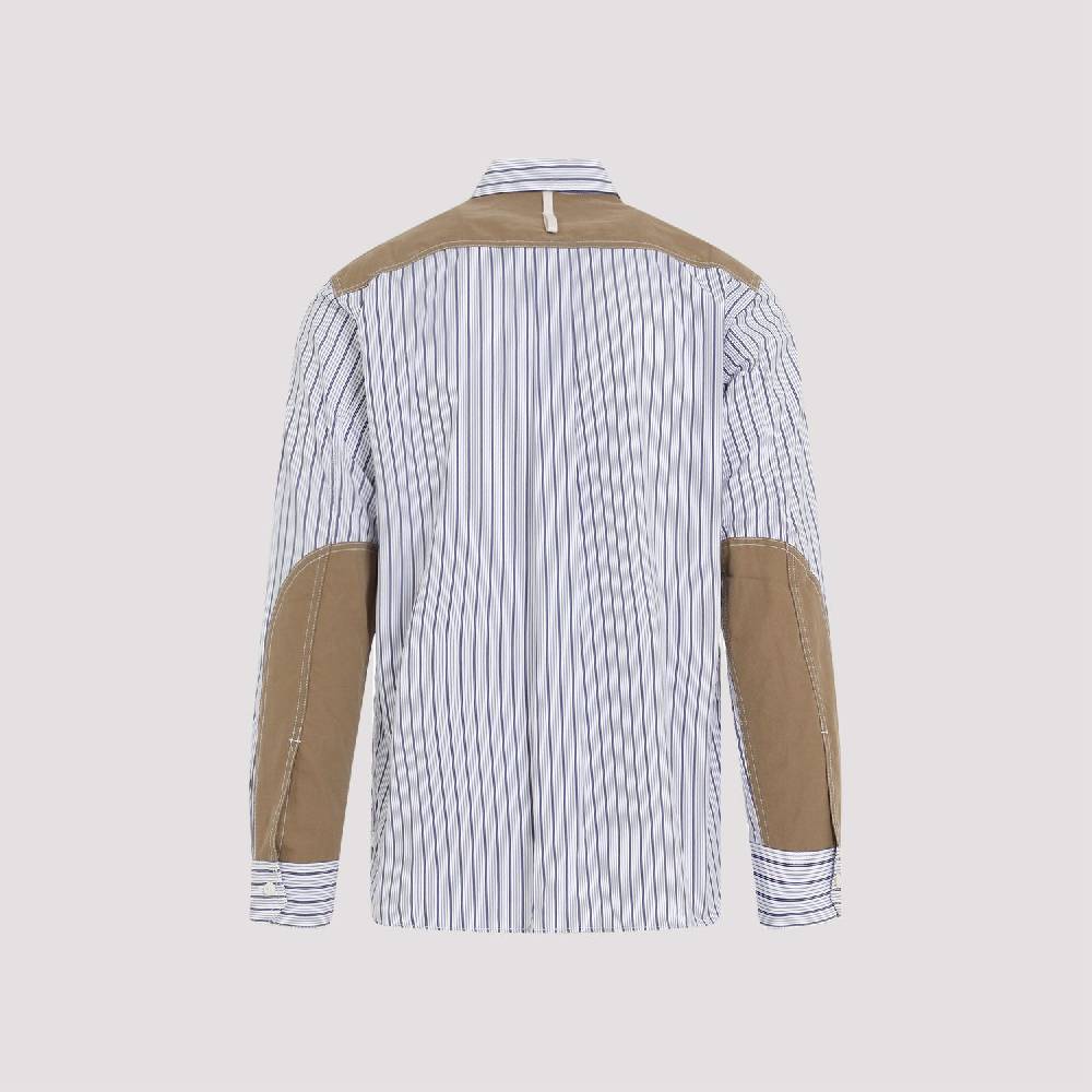 JUNYA WATANABE  Camicia in Cotone da Uomo Junya Watanabe - Bianca a Righe con Zip Offerte