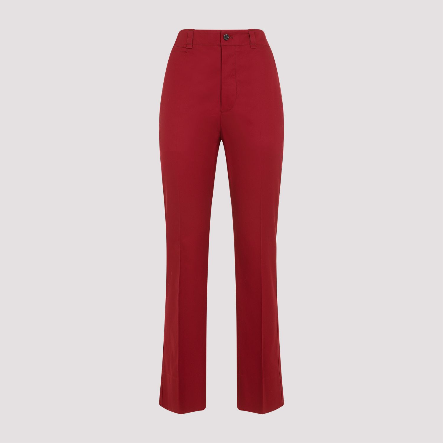 SAINT LAURENT  Pantaloni Donna Cotone Rosso a Vita Alta Saint Laurent Vendita Calda