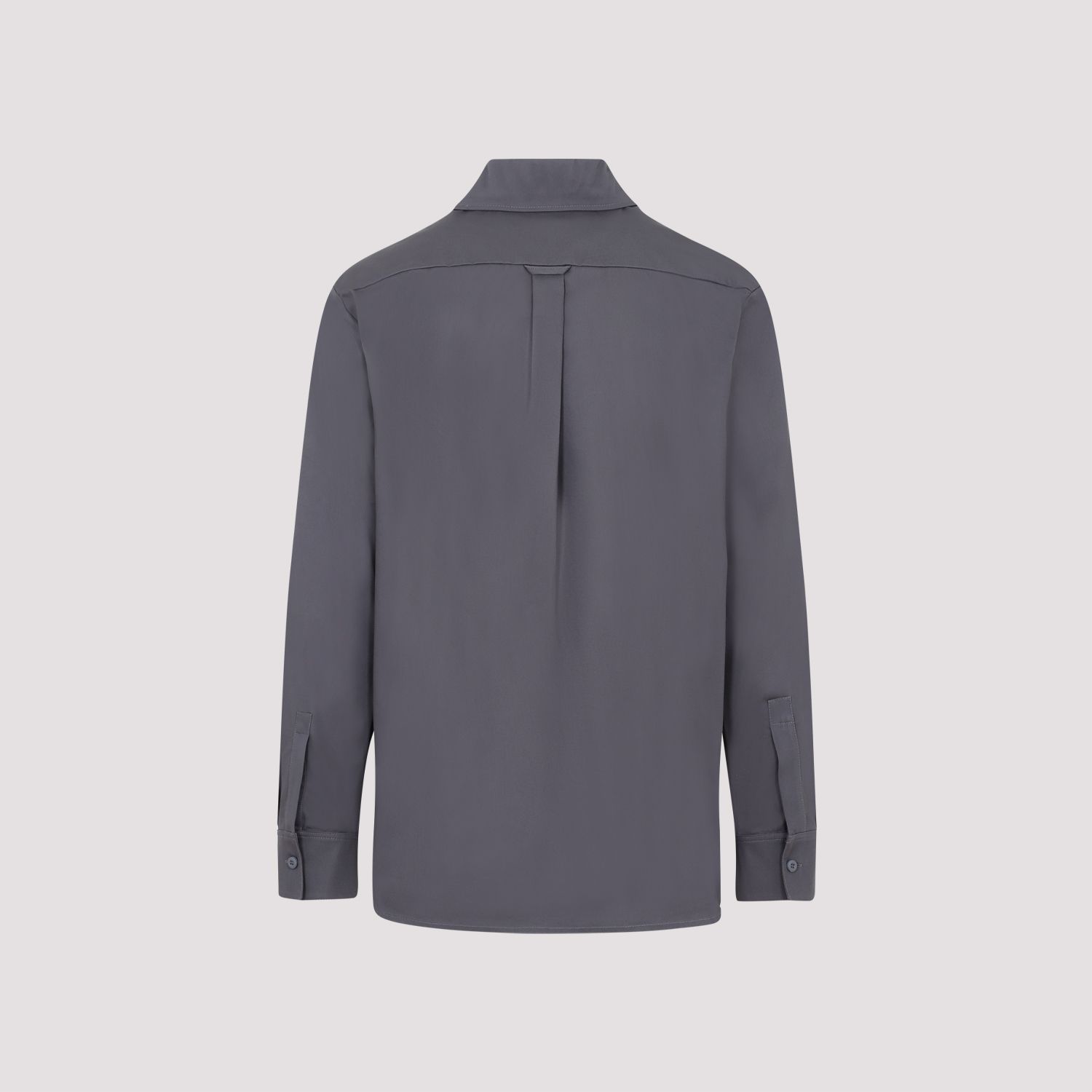 PALM ANGELS  Camicia in Cotone Antracite Palm Angels con Fascia Logo Moda
