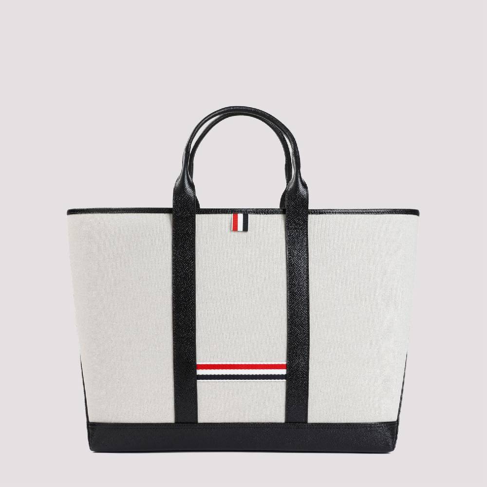 THOM BROWNE  Borsa Shopper Media in Pelle Nera Thom Browne Qualità