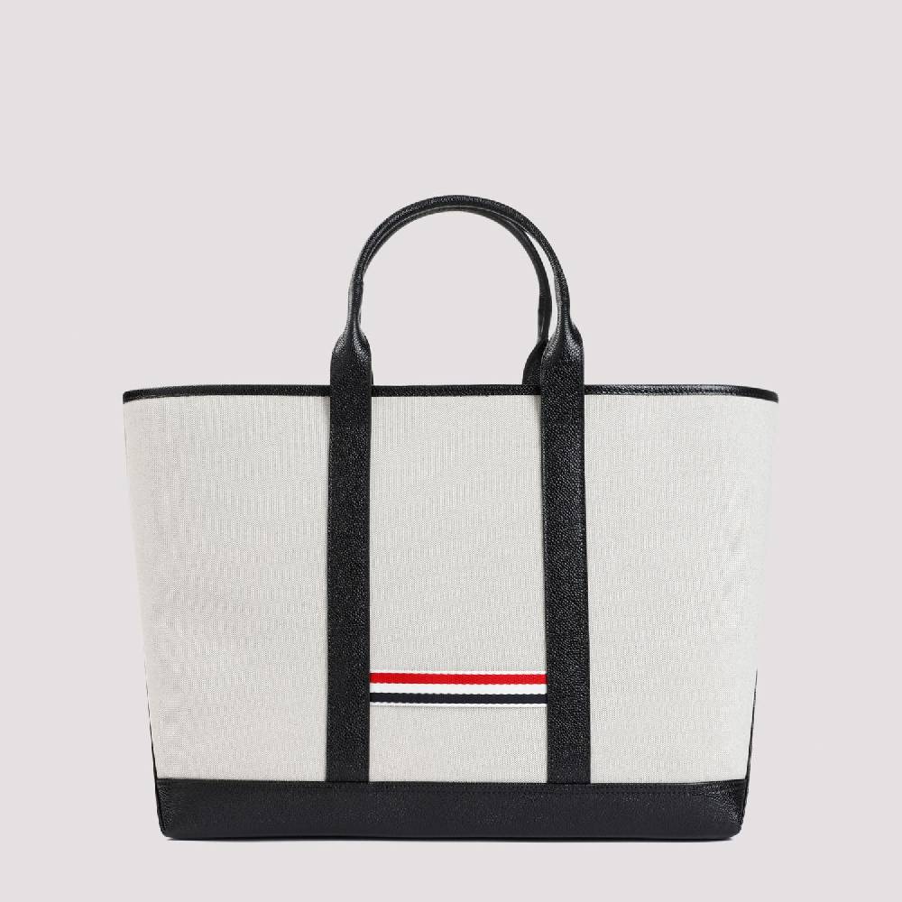 THOM BROWNE  Borsa Shopper Media in Pelle Nera Thom Browne Qualità